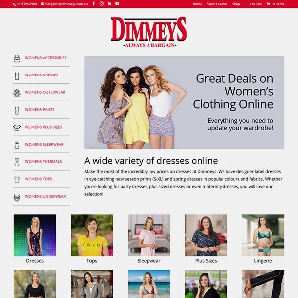 dimmeys ecommerce web design