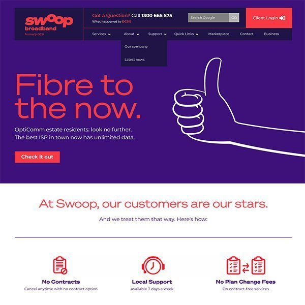 swoop broadband website